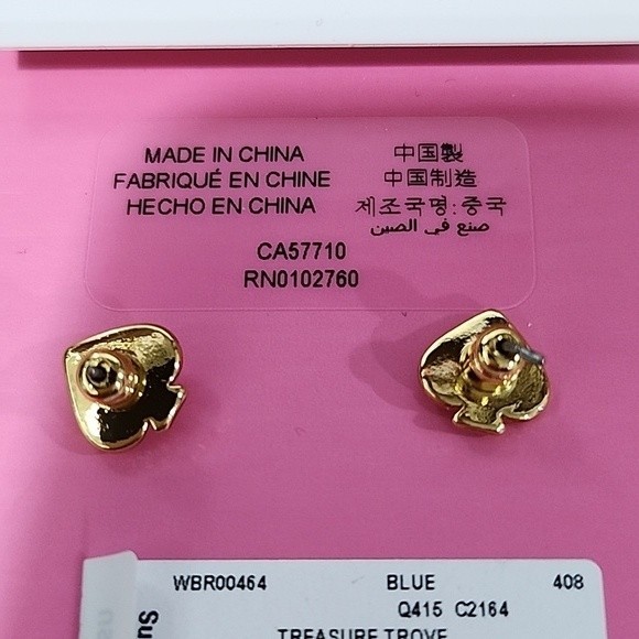 NWT Kate Spade Blue Treasure Trove Pierced Goldtone Earrings - Picture 2 of 3